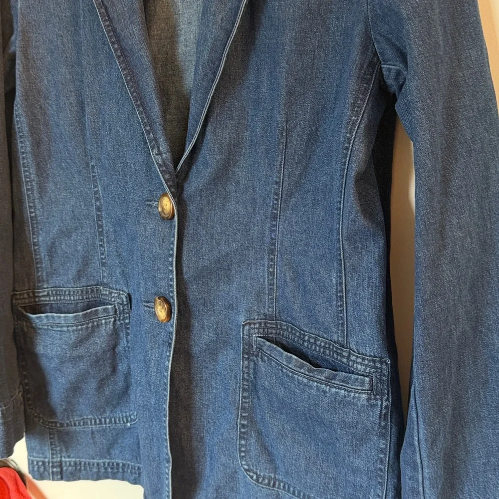 Orvis Denim Blazer Jean Jacket Coat Cotton Blue vintage Outerwear size 6 - Picture 3 of 4